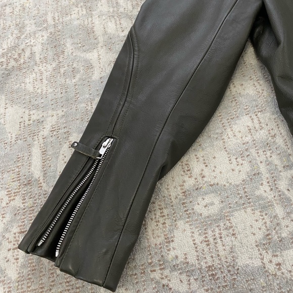 Theory Dalayan Leather Motorcycle Biker Jacket - Picture 12 of 16